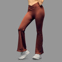 Limitless snatched Ruched back Flare Pants - Brown .