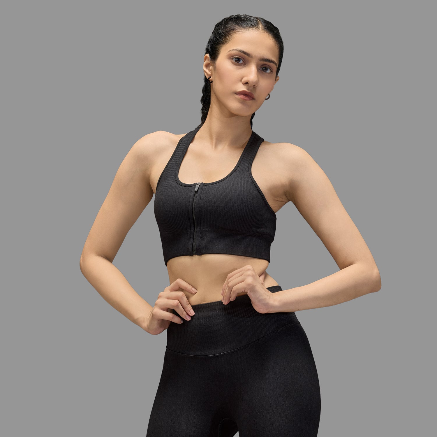 Limitless snatched ribbed sports bra - Black