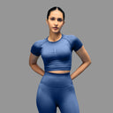 Limitless snatched Short sleeved crop top- Navy Blue