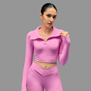 Limitless Snatched full sleeves Crop top - Pink