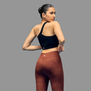 Limitless snatched Ruched back Flare Pants - Brown .