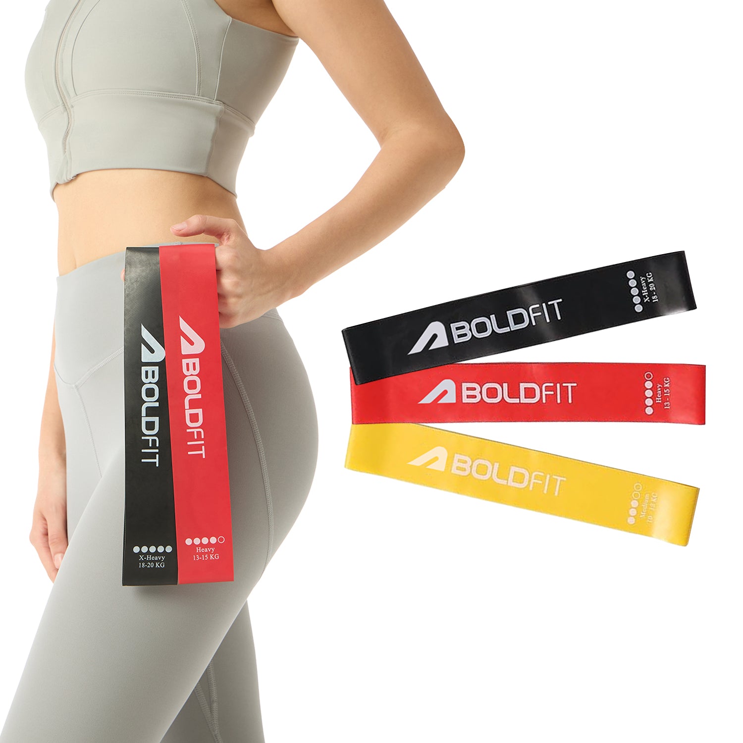 Heavy Resistance Band Black Purple Green Set of 3