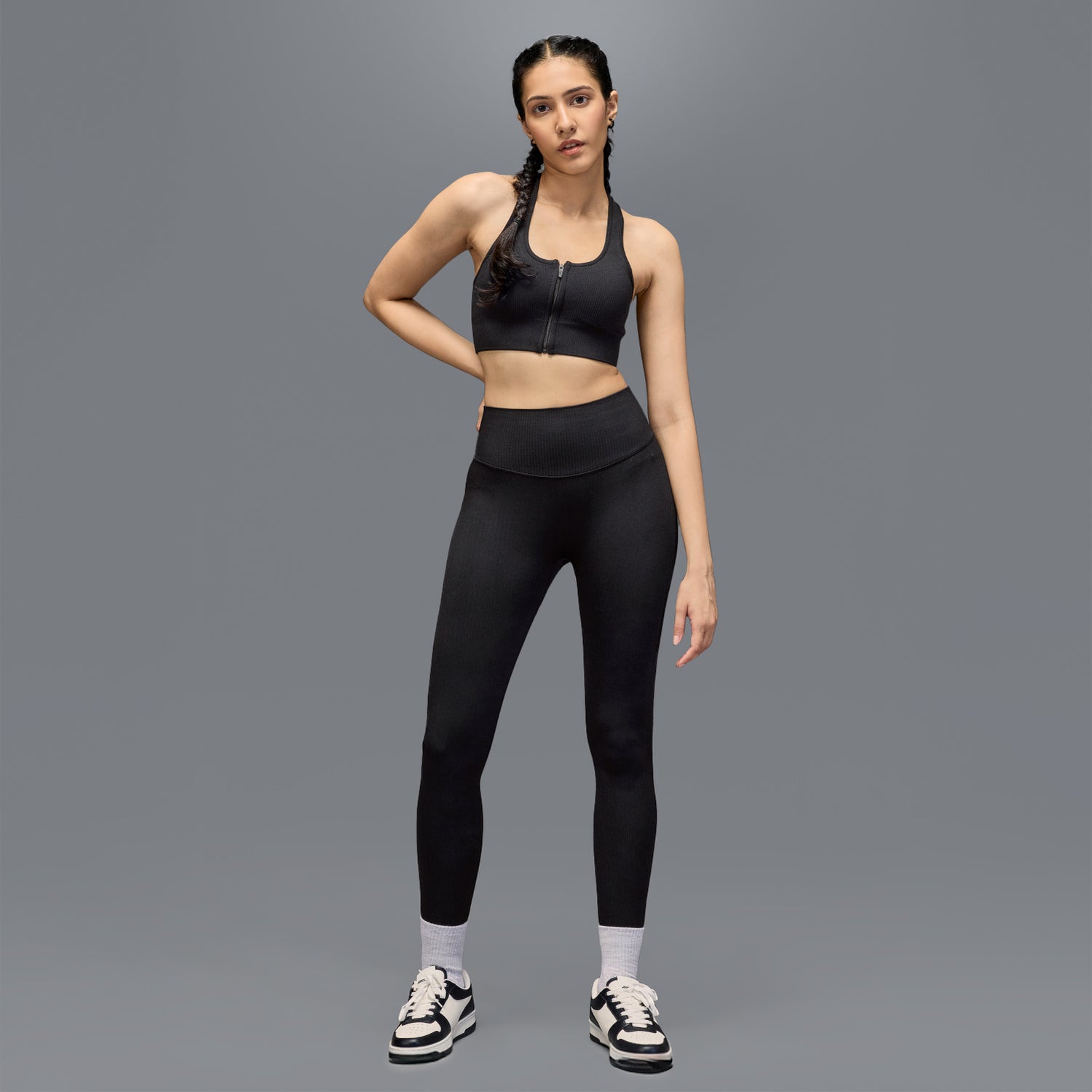 Limitless Snatched high waisted Ribbed Leggings - BLACK