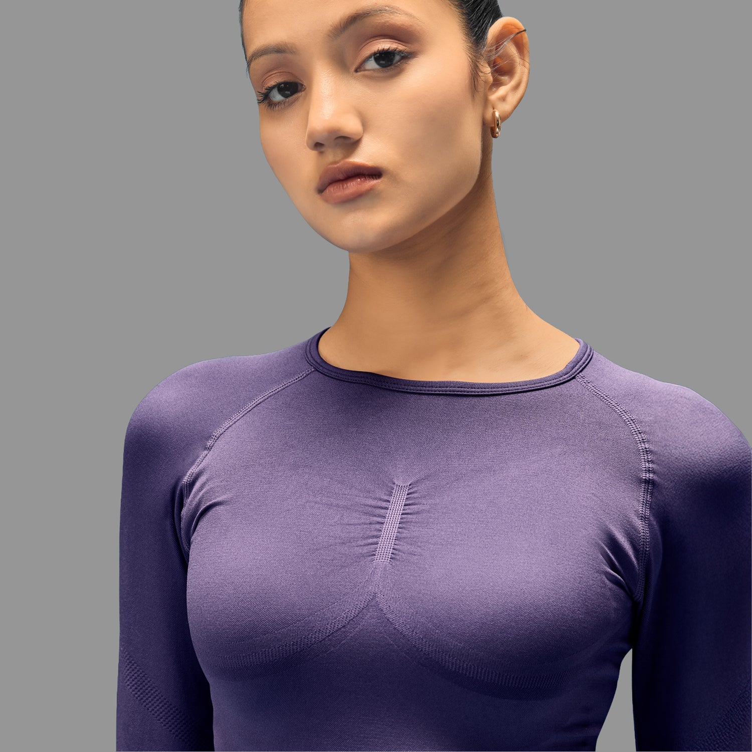 Limitless snatched Long sleeve drop top- Purple