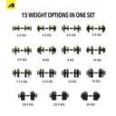 Adjustable Dumbells - Yellow Black