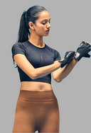 Limitless snatched Short sleeved crop top- BLACK