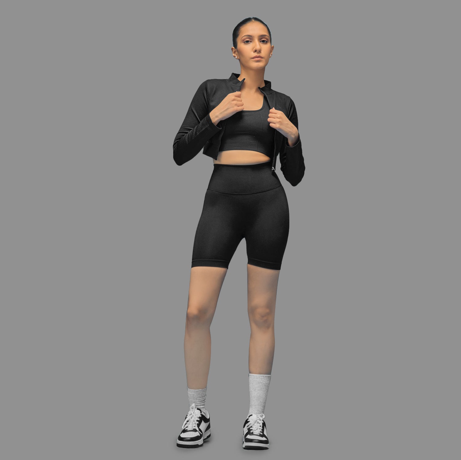 Limitless Snatched Cropped Ripped Jacket - BLACK