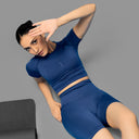 Limitless snatched Short sleeved crop top- Navy Blue