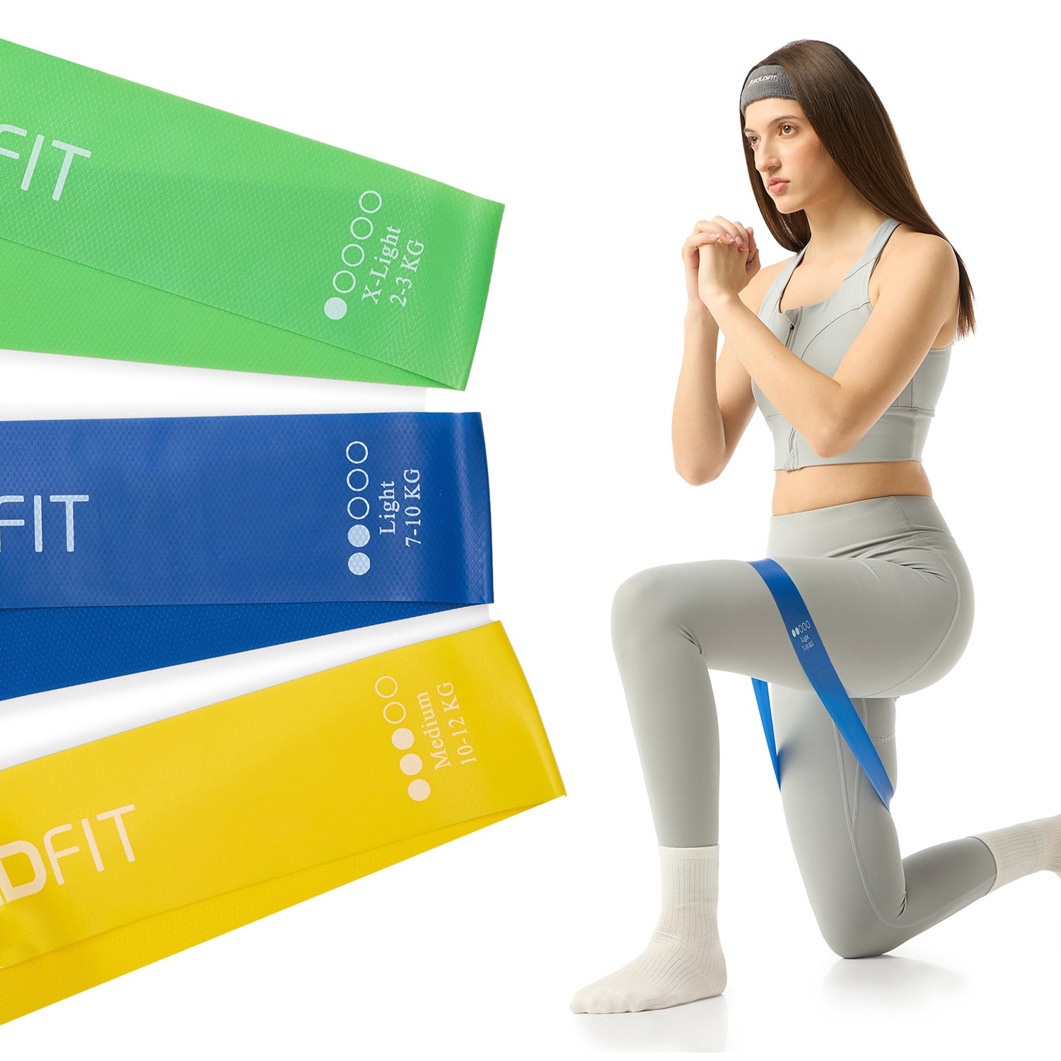 Heavy Resistance Band Black Purple Green Set of 3