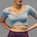 Limitless Snatched  v neckline crop top-  Grey