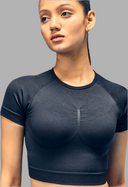 Limitless snatched Short sleeved crop top- BLACK