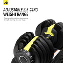 Adjustable Dumbells - Yellow Black