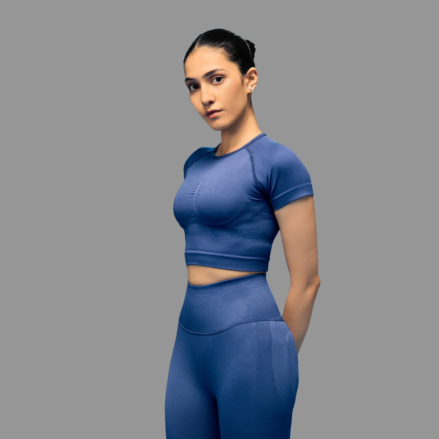 Limitless snatched Short sleeved crop top- Navy Blue