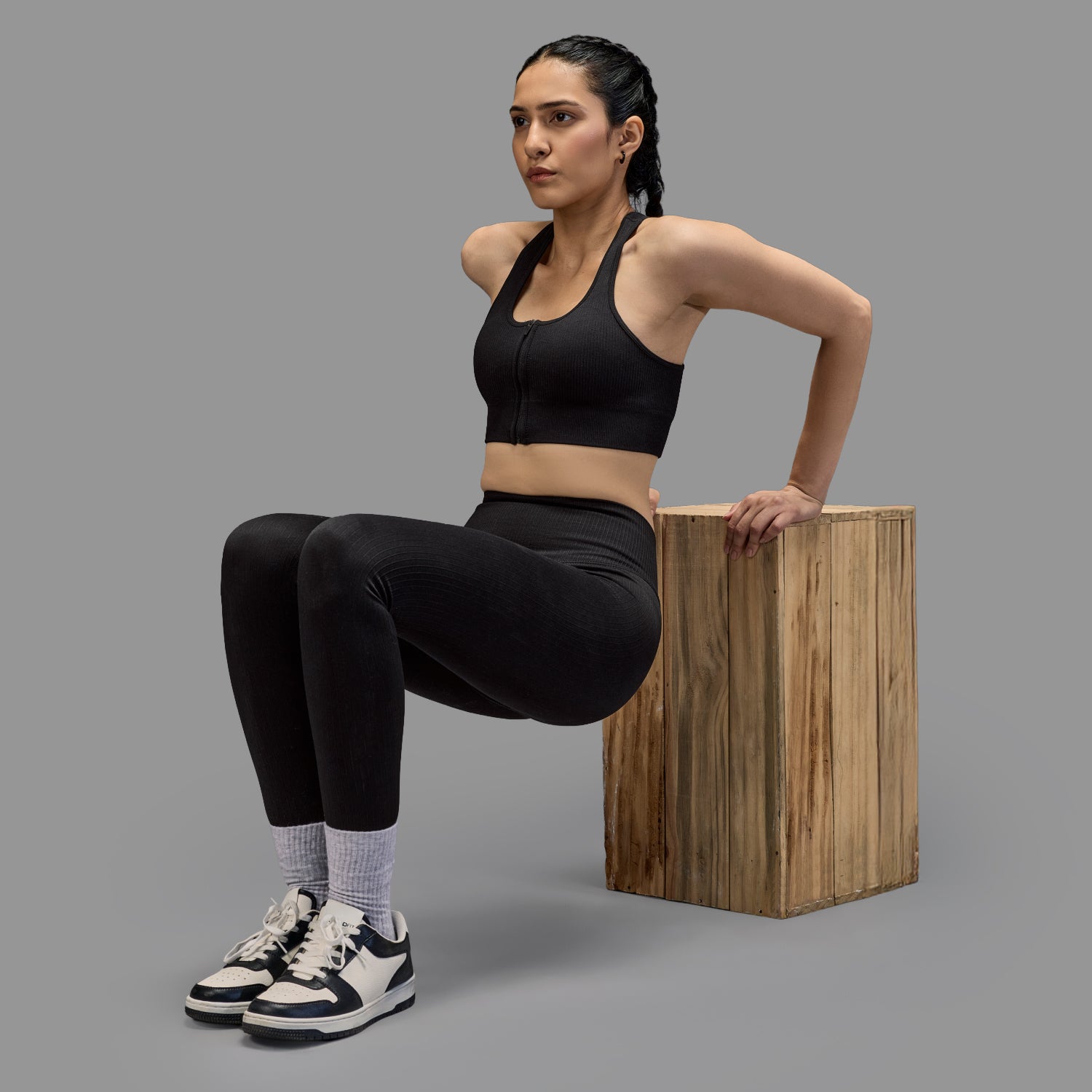 Limitless snatched ribbed sports bra - Black
