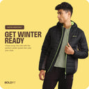 Mens Winter Bomber Jacket - Charcoal Black