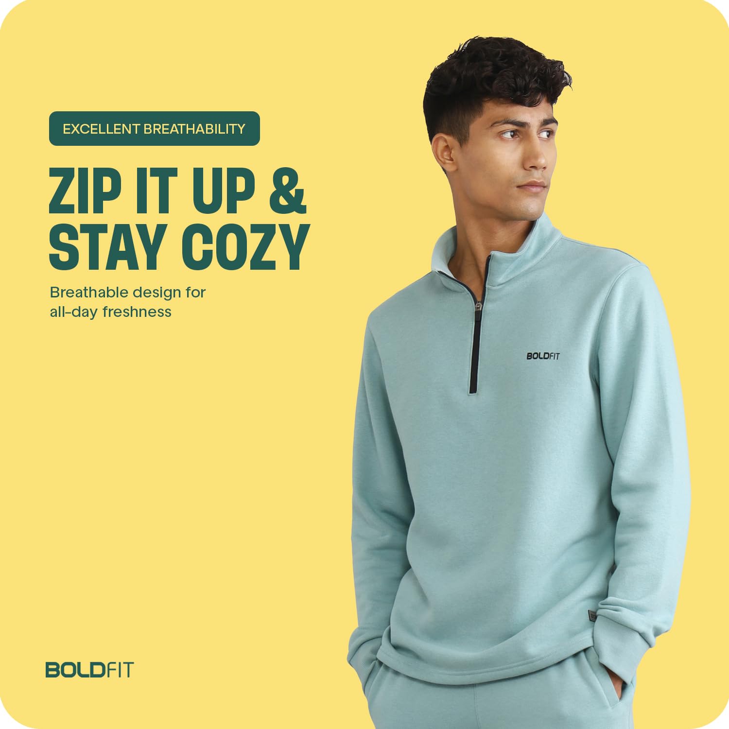 Half-zipper Sweatshirt for Men - Black