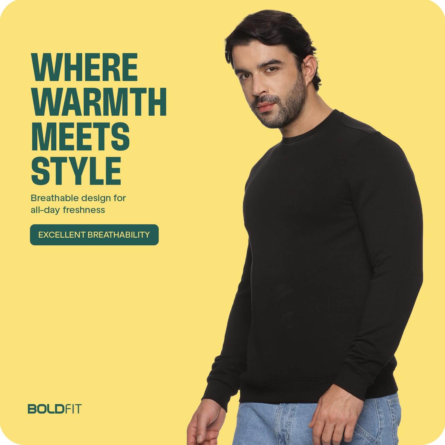 Half-zipper Sweatshirt for Men - Black