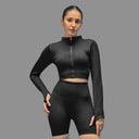 Limitless Snatched Cropped Ripped Jacket - BLACK