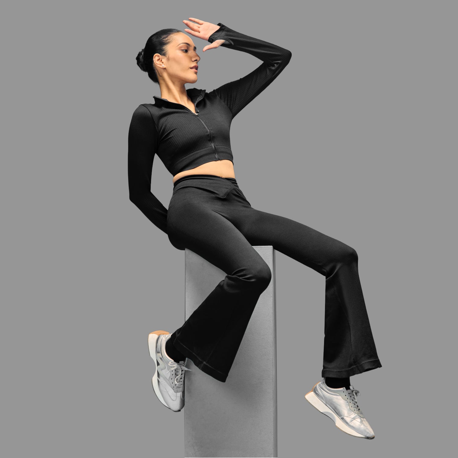 Limitless snatched Ruched back Flare Pants- Black