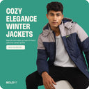 Mens Winter Bomber Jacket - Blue/Grey