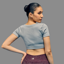 Limitless Snatched  v neckline crop top-  Grey