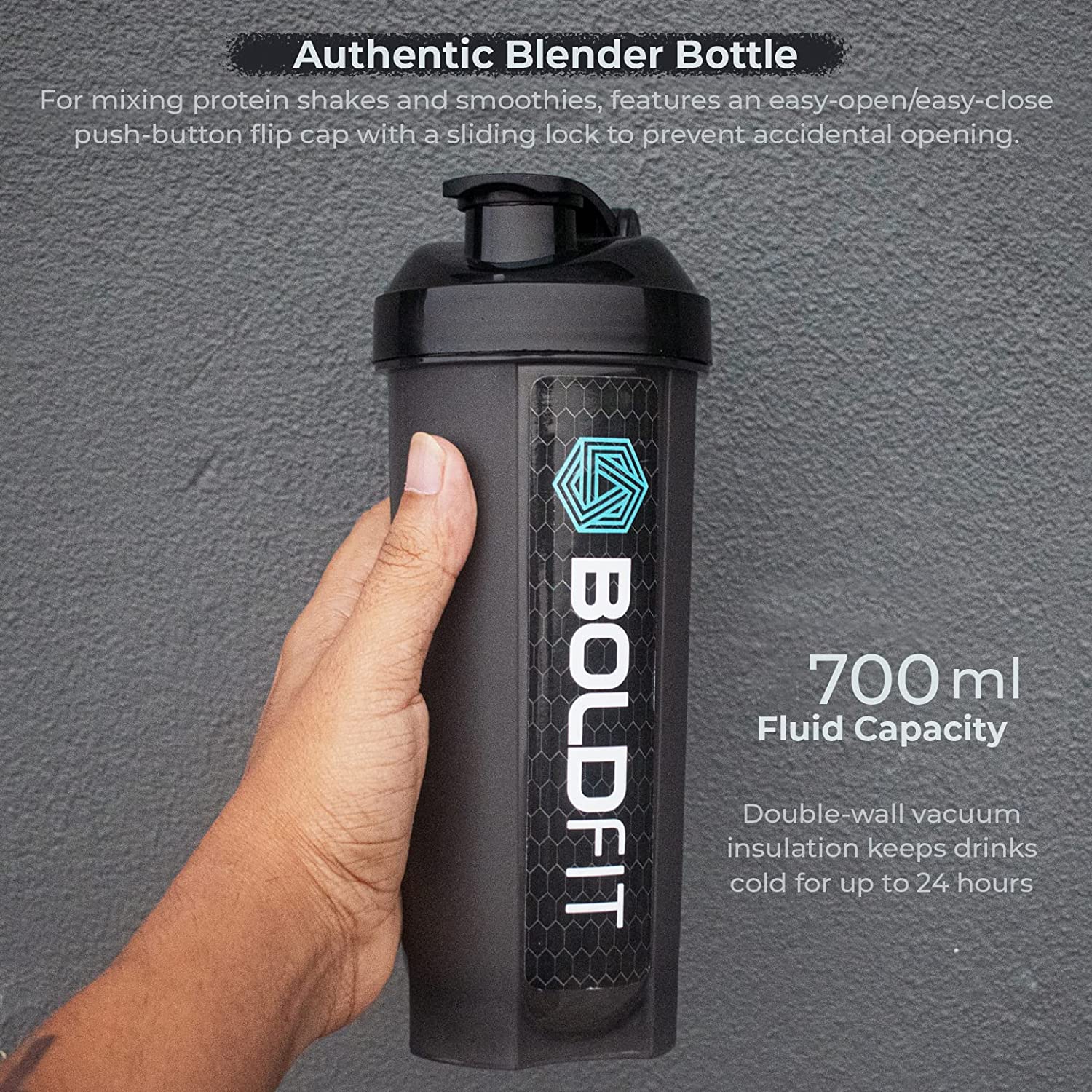 Typhoon gym shaker 700ml Black – Boldfit