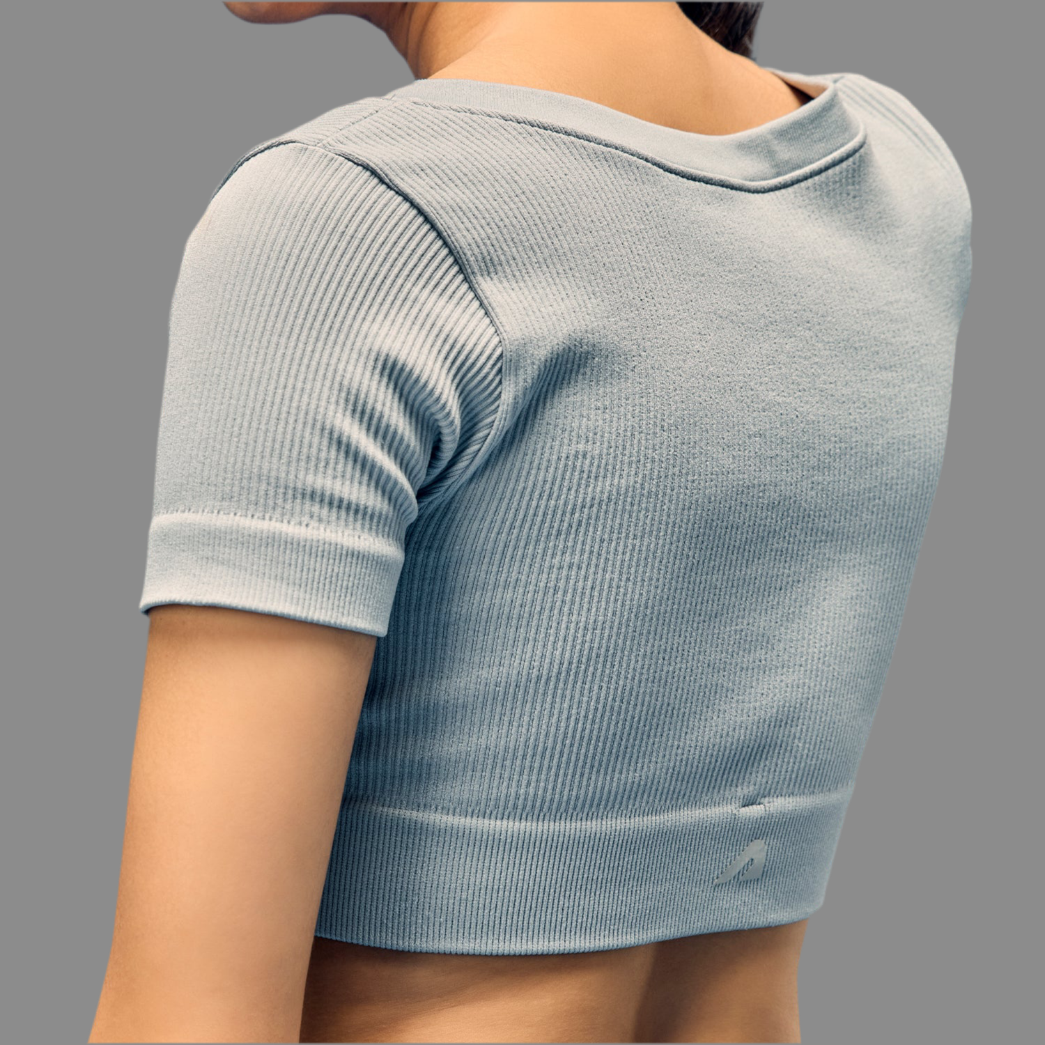 Limitless Snatched  v neckline crop top-  Grey