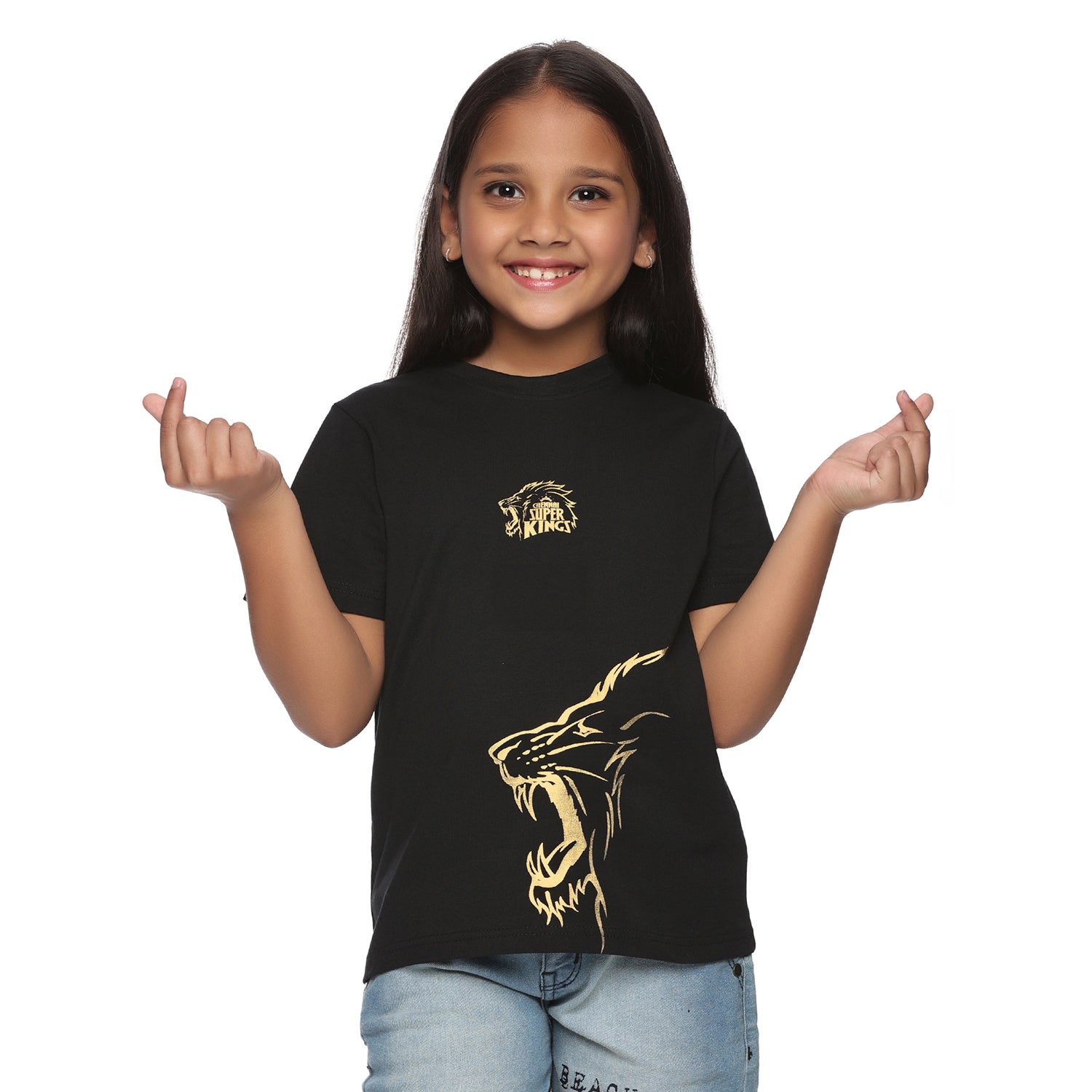Official CSK Merch - Black-Orange Leo Kids T-Shirt Kids