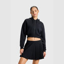 Women Jet Black Zipper Hoodie