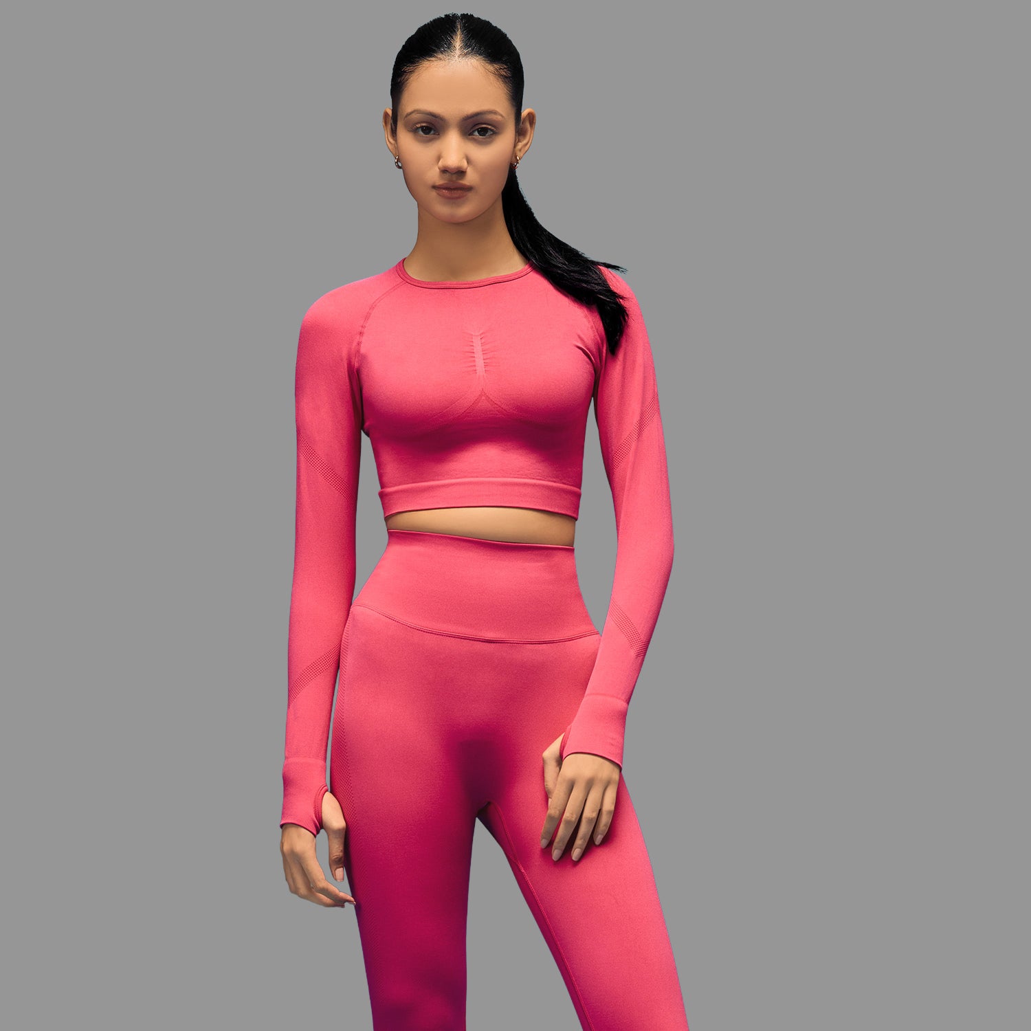 Limitless snatched Long sleeve drop top- Pink