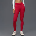Limitless Snatched mid waisted ribbed Leggings - RED