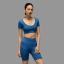 Limitless snatched v neckline Crop Top-  Royal Blue