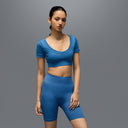 Limitless snatched mid waisted ribbed shorts - Royal Blue