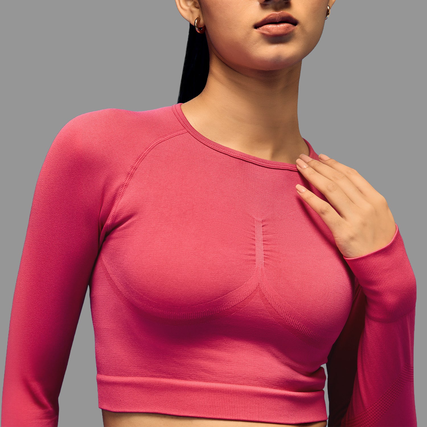 Limitless snatched Long sleeve drop top- Pink