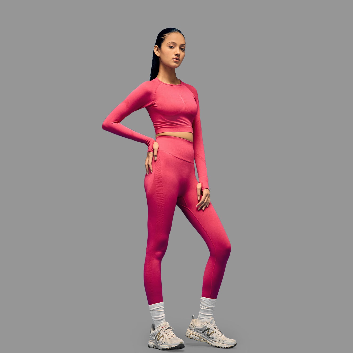 Limitless snatched Long sleeve drop top- Pink