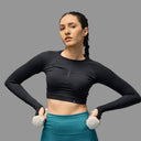 Limitless snatched Long sleeve drop top- black