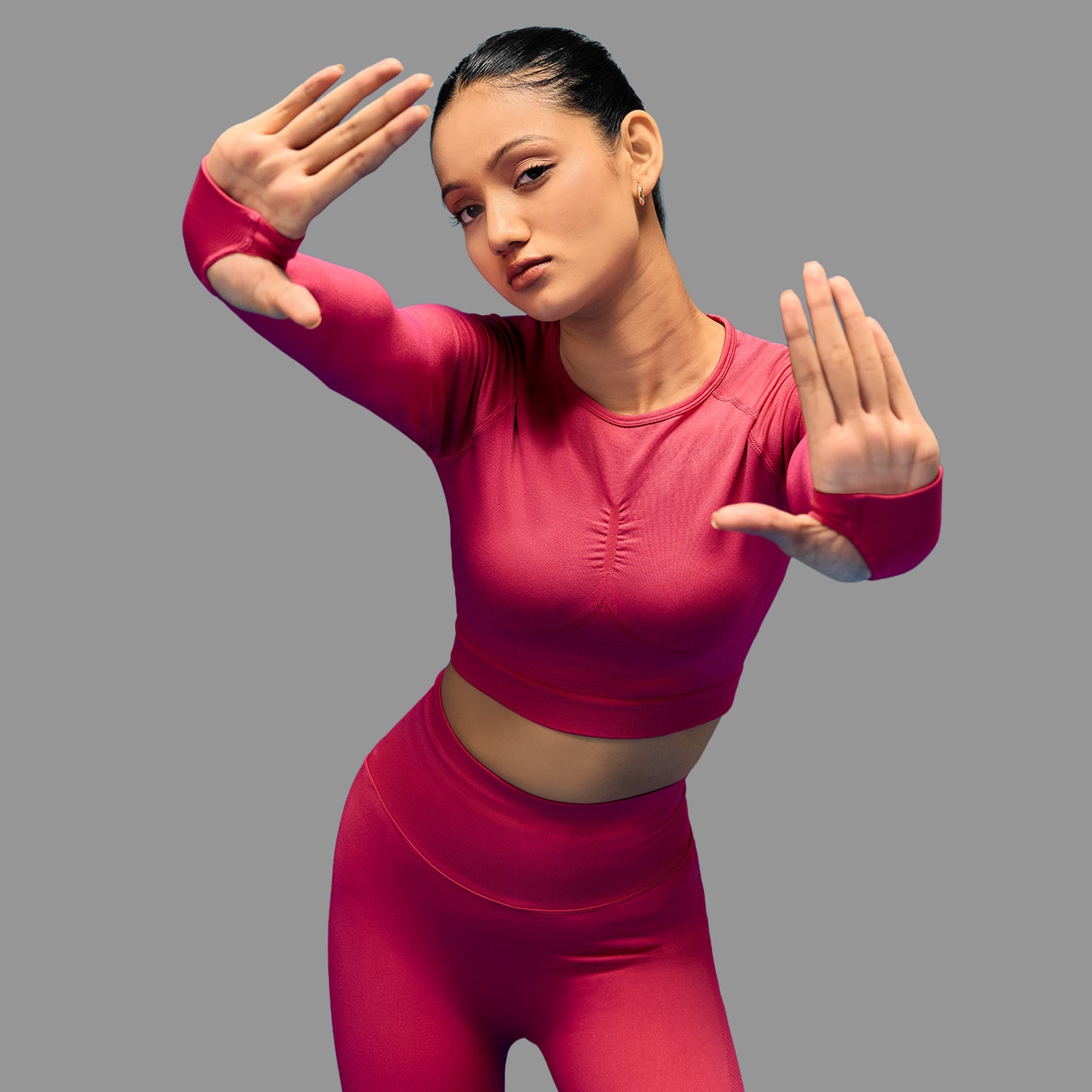 Limitless snatched Long sleeve drop top- Pink