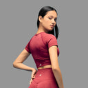 Limitless snatched Short sleeved crop top-Maroon