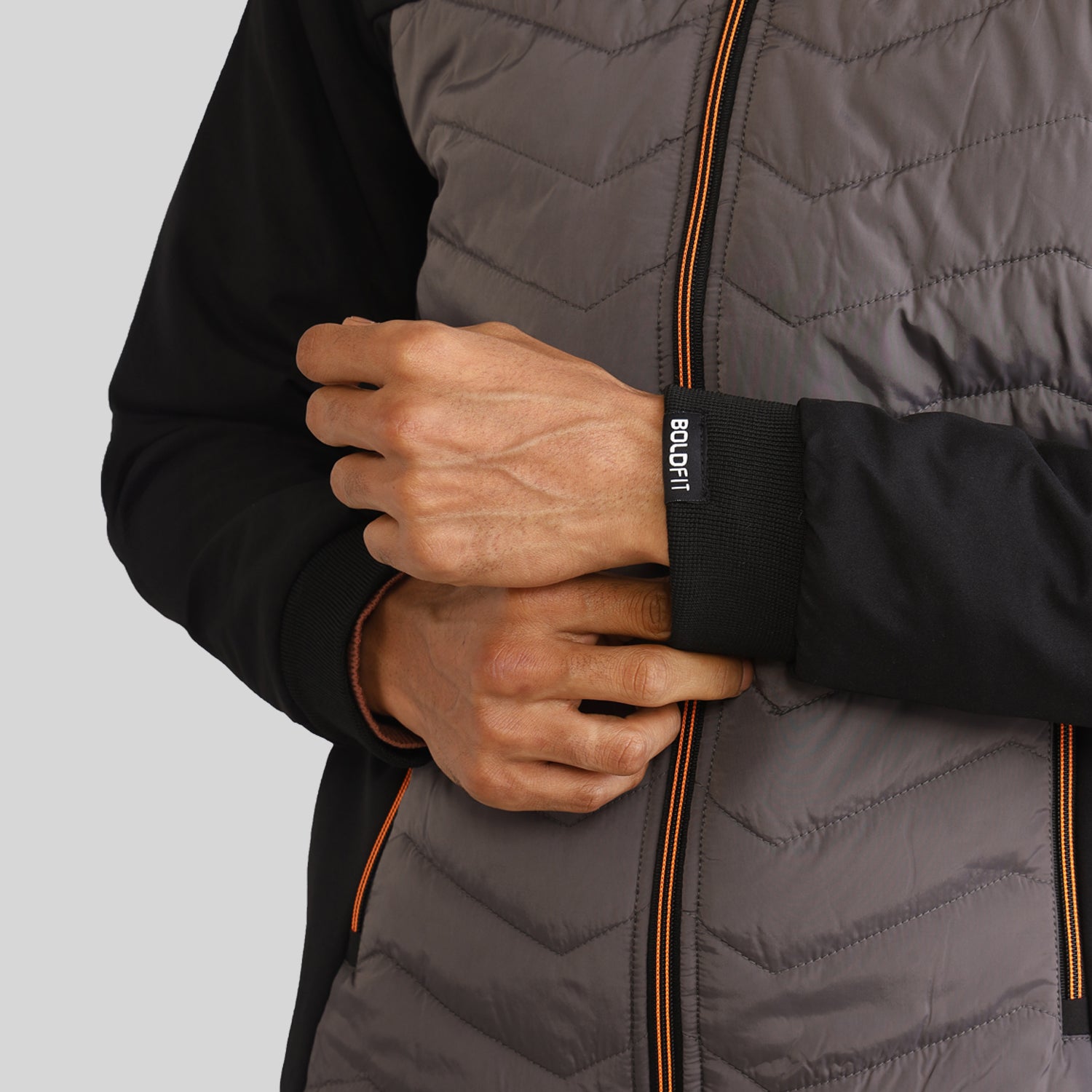 Mens Winter Bomber Jacket - Black/Grey without Cap