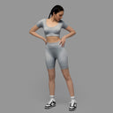 Limitless snatched mid waisted ribbed shorts - Grey