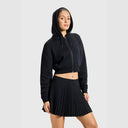 Women Jet Black Zipper Hoodie