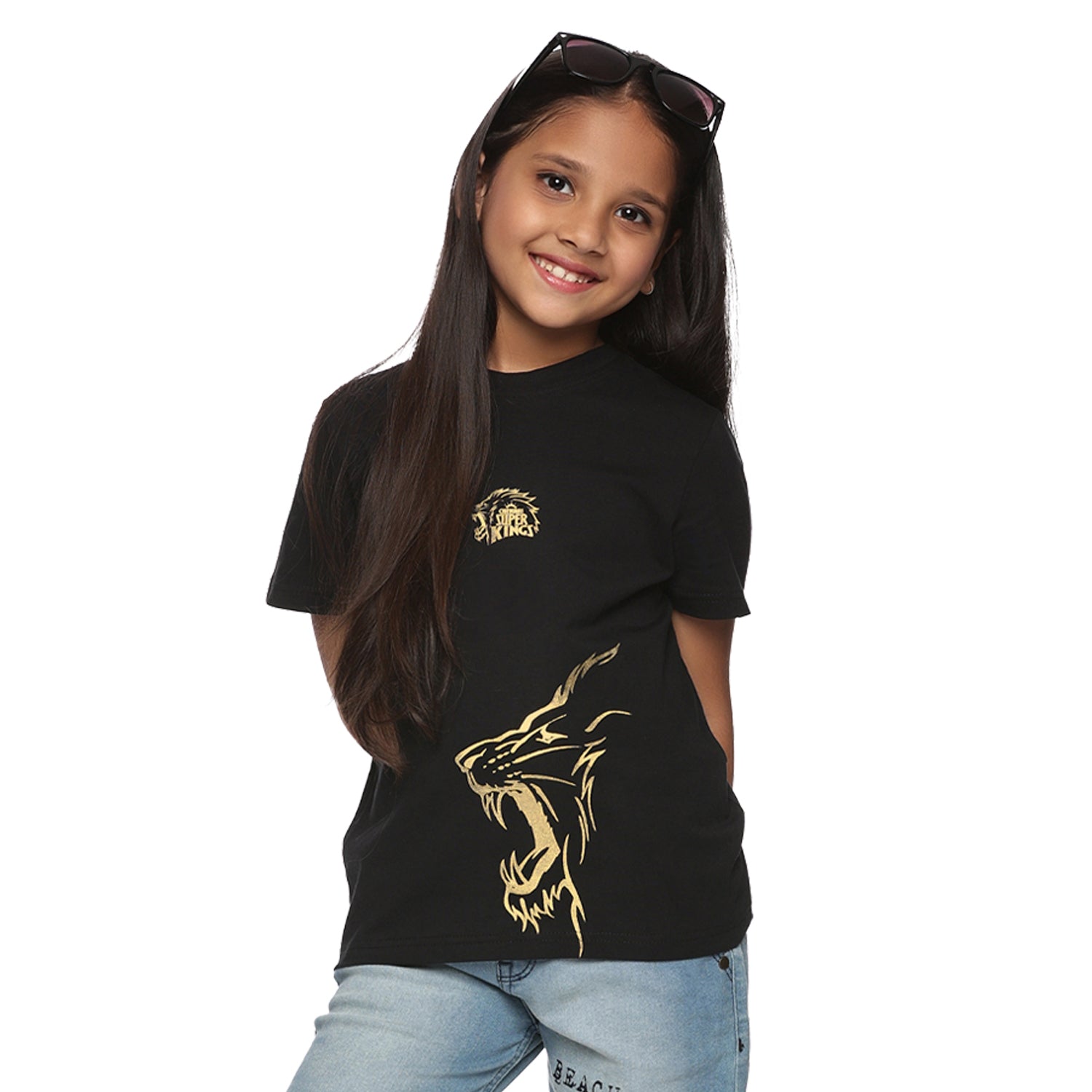 Official CSK Merch - Black-Orange Leo Kids T-Shirt Kids