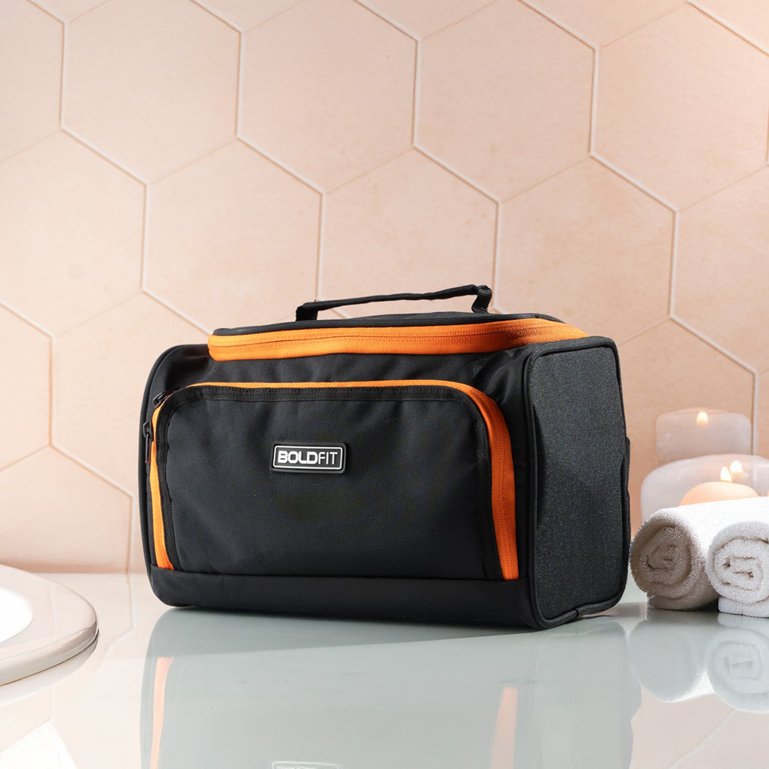 Boldfit Toiletry Bag Black Orange