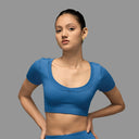 Limitless snatched v neckline Crop Top-  Royal Blue