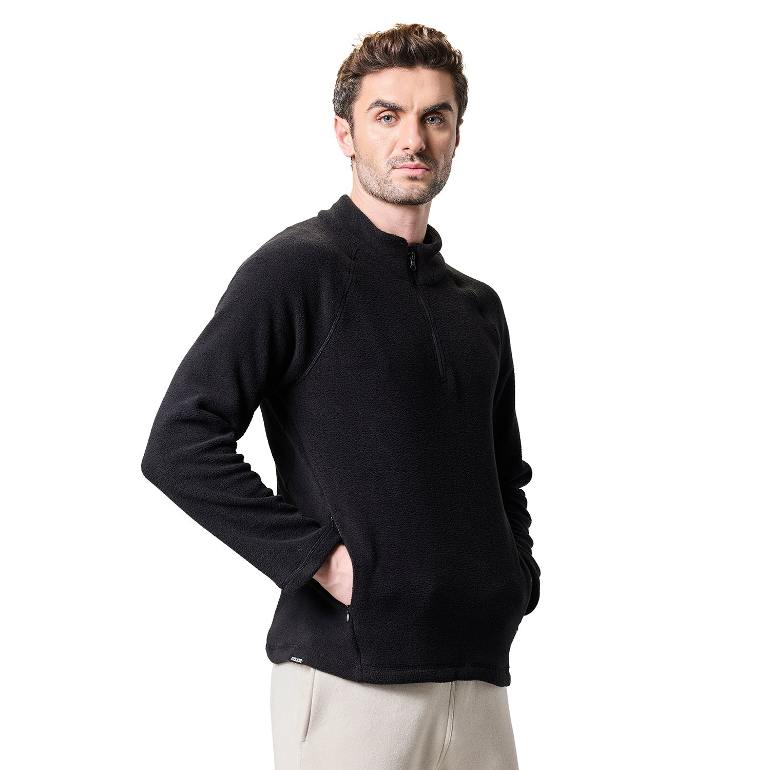 Half Zip Mens Sweatshirt Fleece - Black