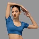 Limitless snatched v neckline Crop Top-  Royal Blue