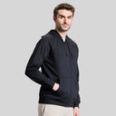 AeroFleece Mens Full Zipper Jacket with Hoodie - Black