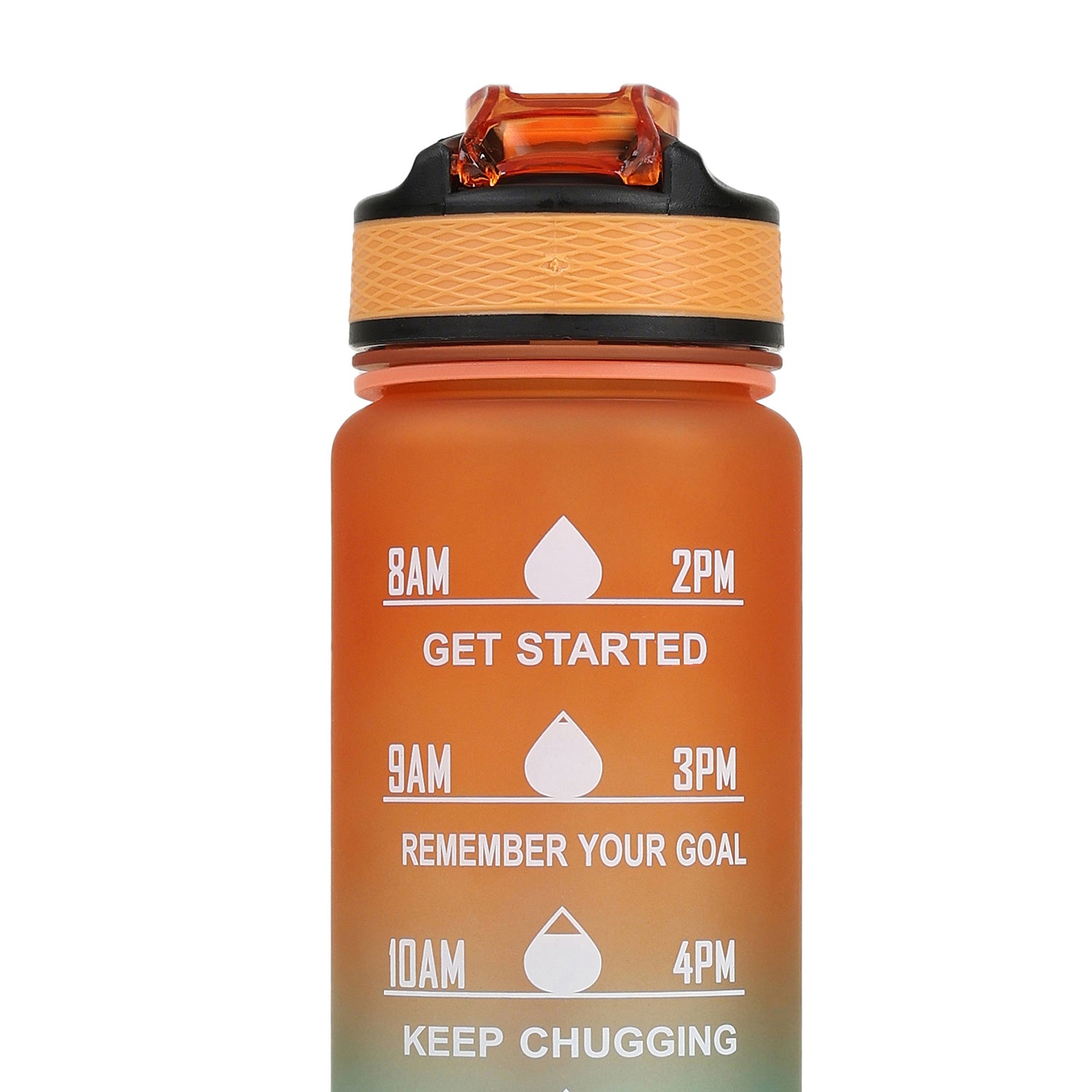 Aqua Motivational Bottle 1 Litre - Teal Orange