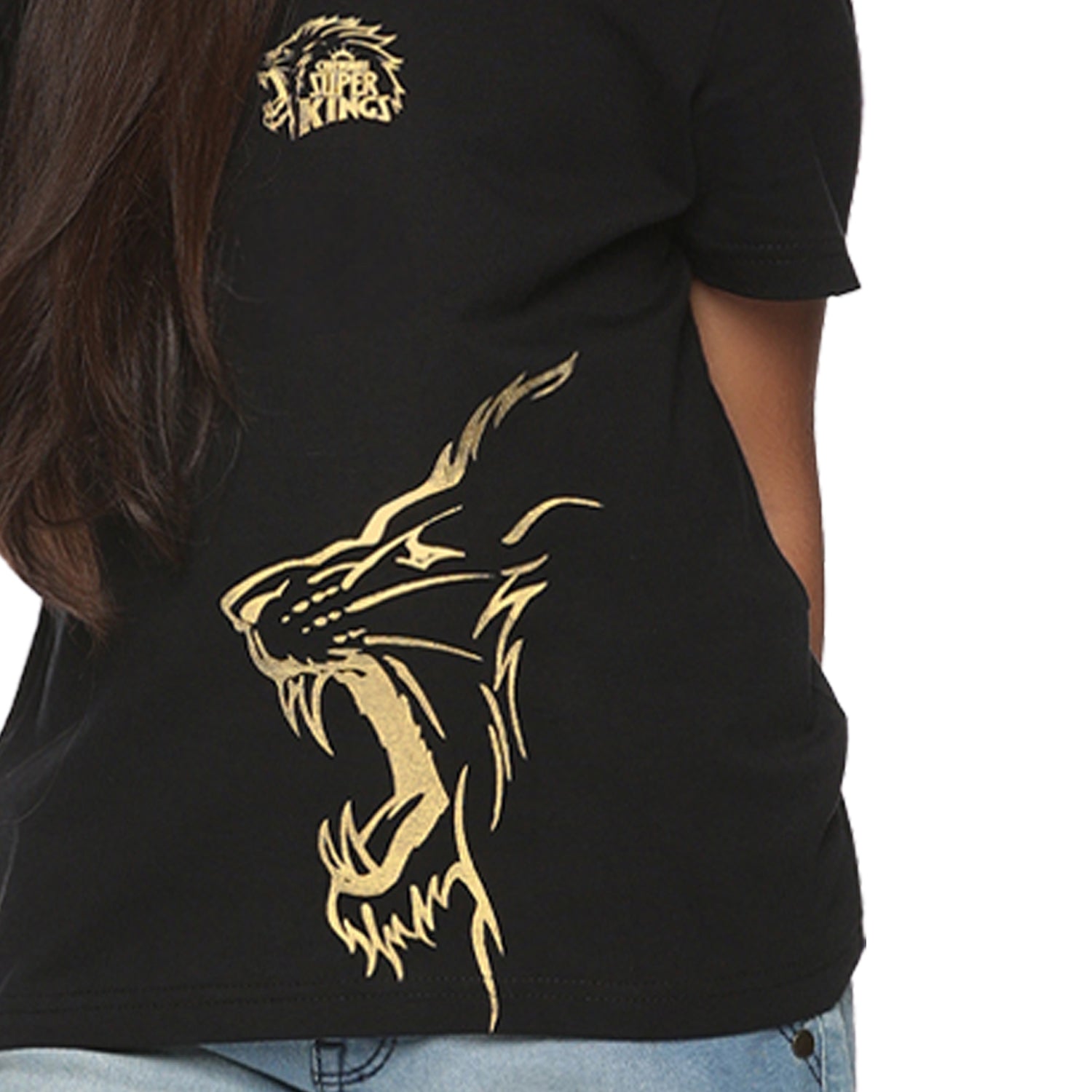 Official CSK Merch - Black-Orange Leo Kids T-Shirt Kids