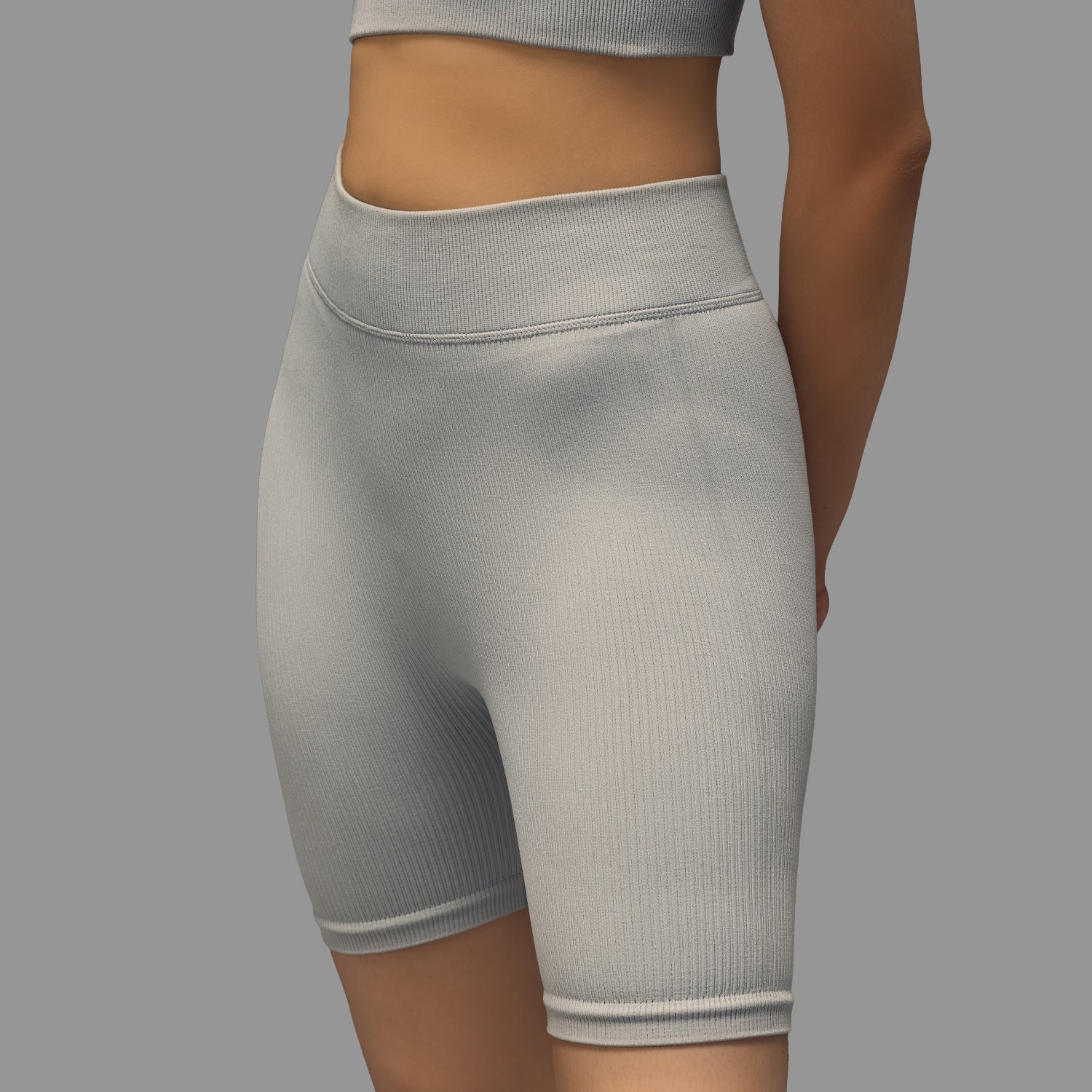 Limitless snatched mid waisted ribbed shorts - Grey